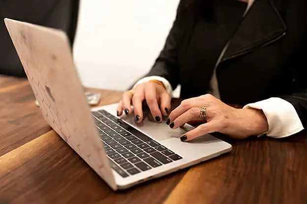 woman working on a laptop